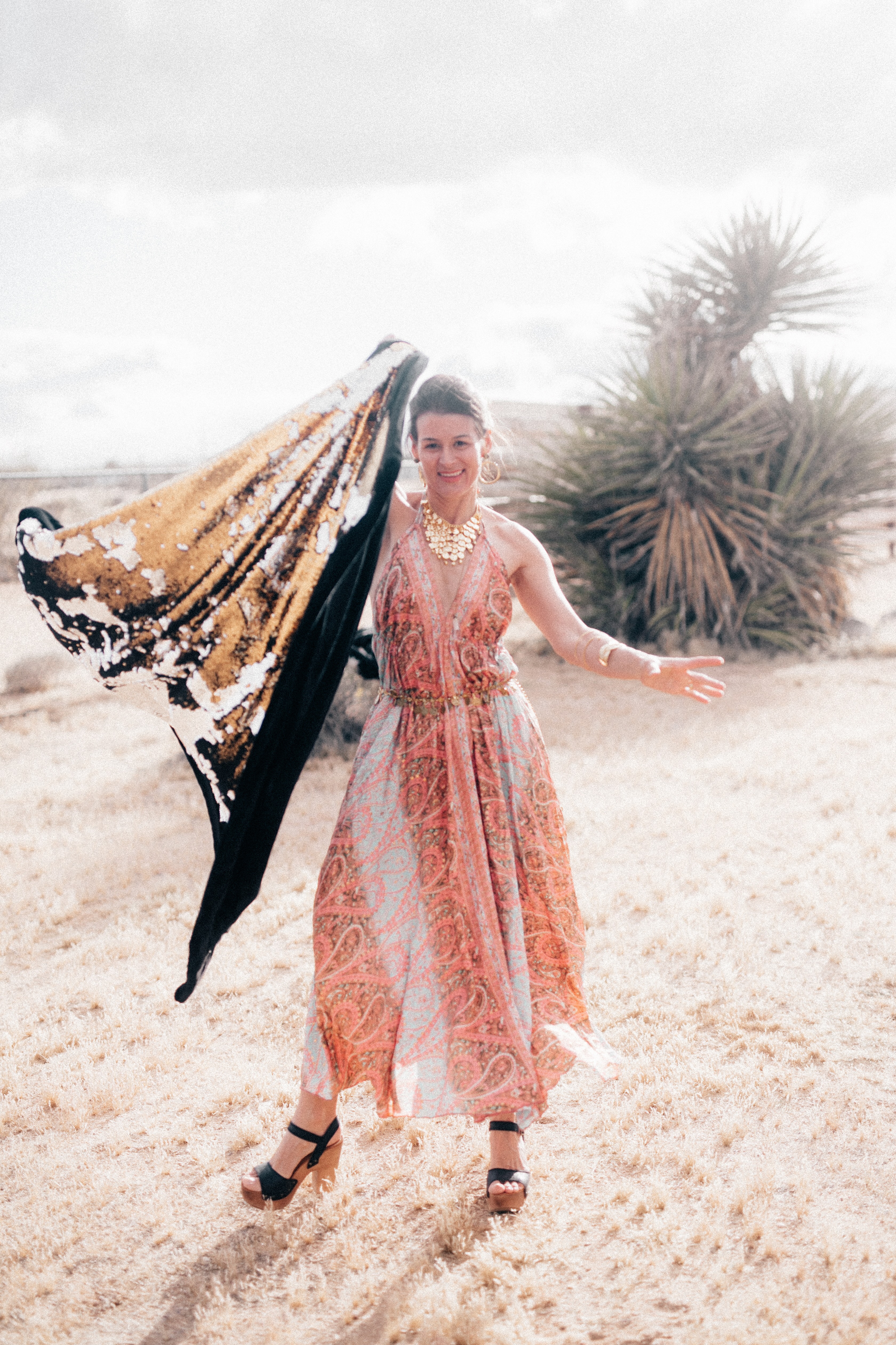 Claudia dancing in the desert