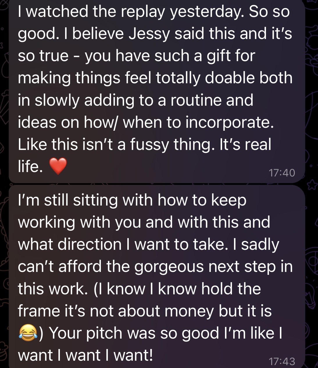 Community reactions in the Telegram group